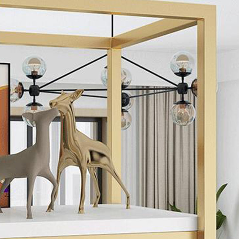 Modern Metal Bookcase Standard Bookshelf With Doors 76.7" H x 11.8" W