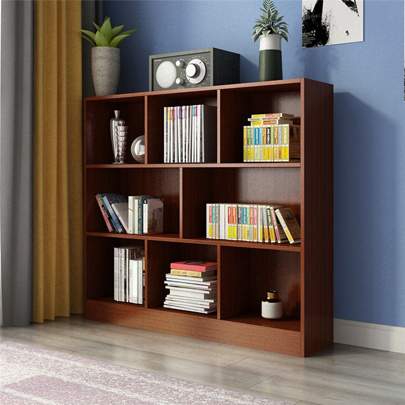 Closed Back Wooden Bookcase Matter Finish Modern Standard Bookshelf