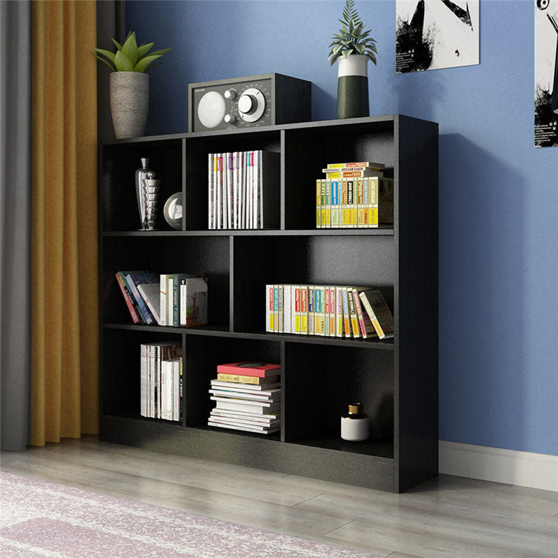 Closed Back Wooden Bookcase Matter Finish Modern Standard Bookshelf