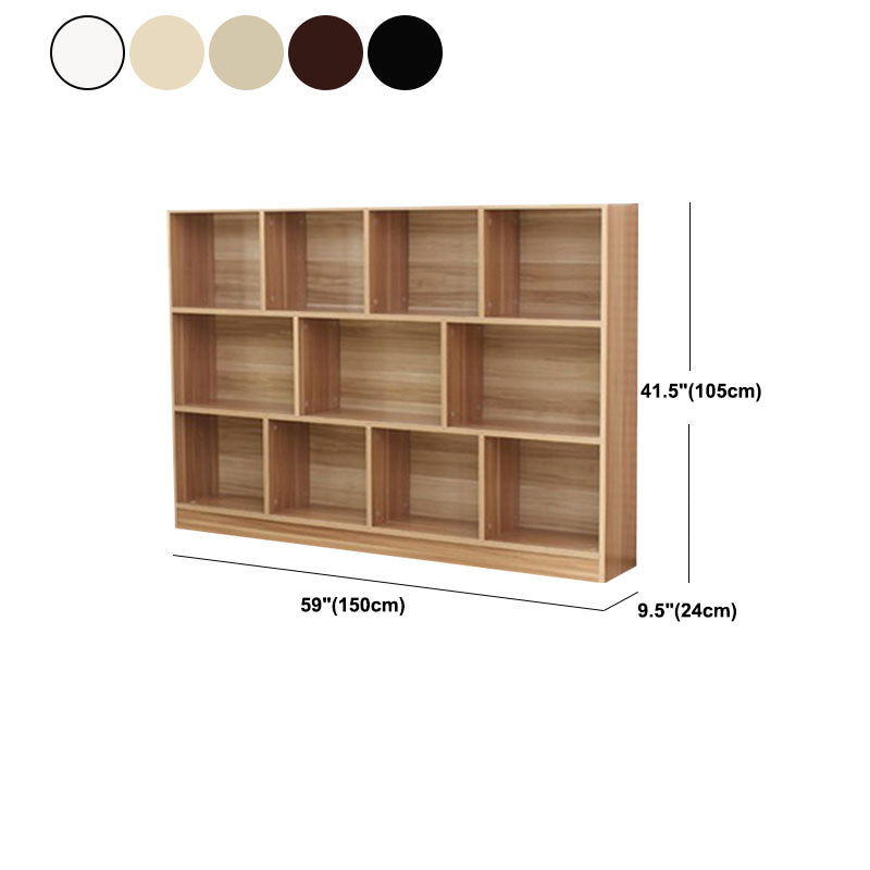 Closed Back Wooden Bookcase Matter Finish Modern Standard Bookshelf