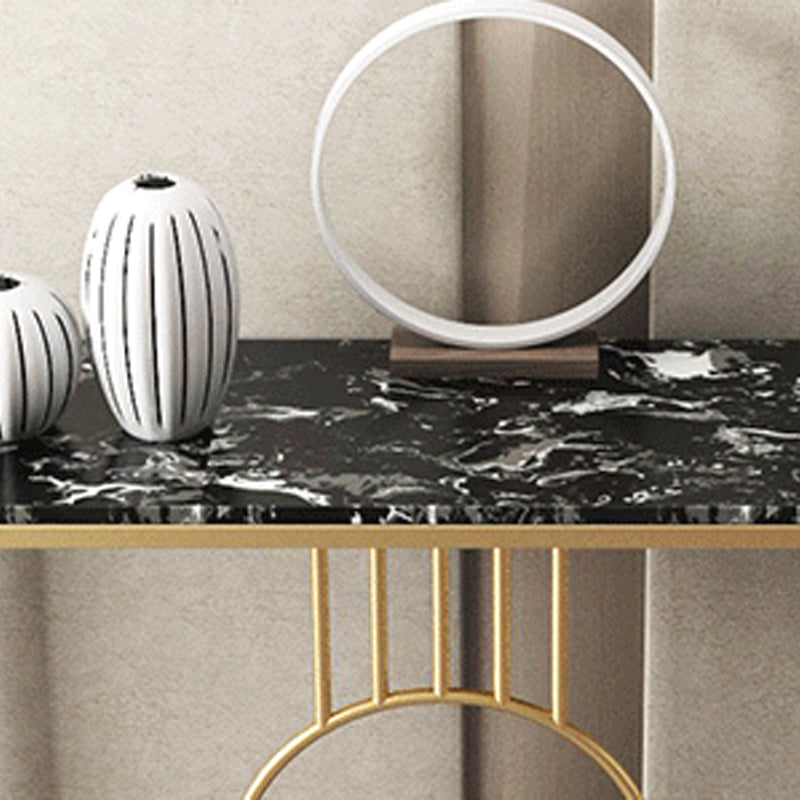Marble Oval Console Table, 31.5" Gold Metal Base Console Table for Hall