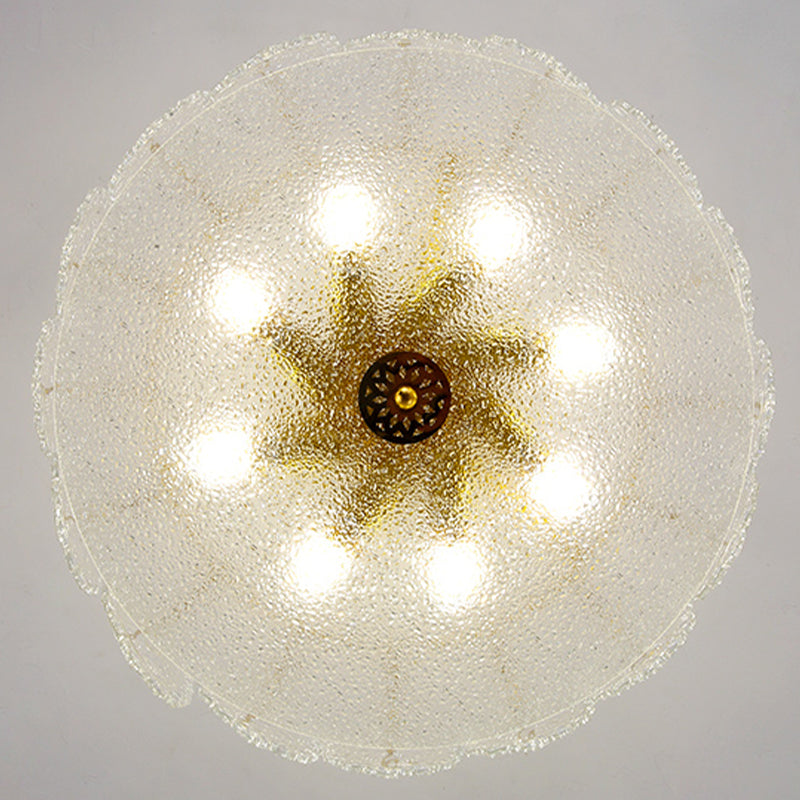 Glass Half Cylinder Flush Mount Modern Multi Lights Flush Mount Ceiling Fixture in Gold