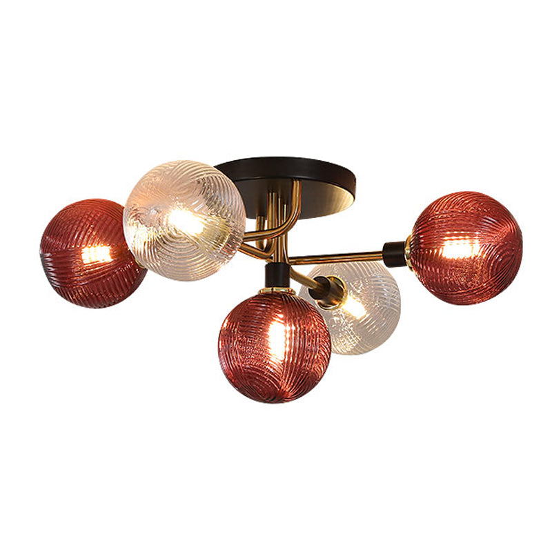 Glass Ball Shape Flush Mount Light Modern 5 Lights Flush Mount Ceiling Fixture