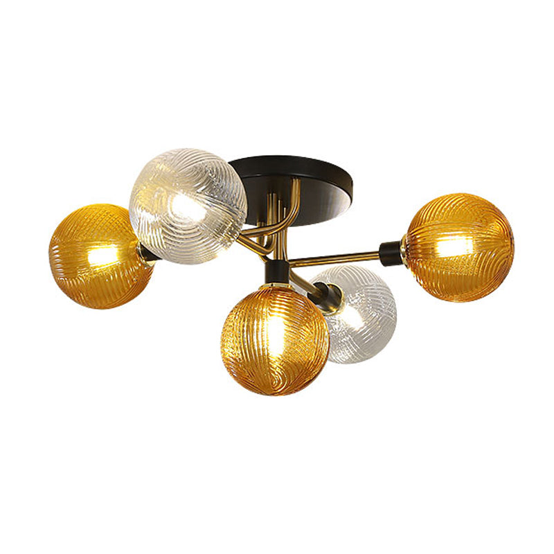 Glass Ball Shape Flush Mount Light Modern 5 Lights Flush Mount Ceiling Fixture