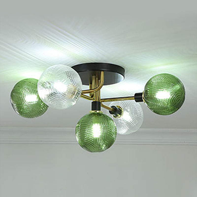 Glass Ball Shape Flush Mount Light Modern 5 Lights Flush Mount Ceiling Fixture