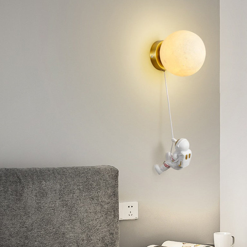 Flush Mount Metal Lighting Children Globe Shaded Wall Light for Bedroom