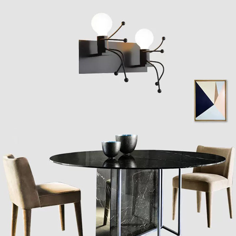 1 / 2 - Light Wall Sconce Dark Black / White Industrial Wall Light