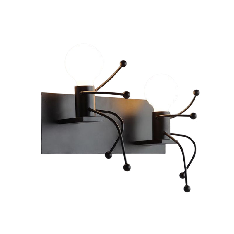 1 / 2 - Light Wall Sconce Dark Black / White Industrial Wall Light
