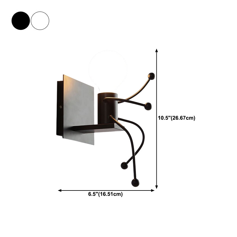 1 / 2 - Light Wall Sconce Dark Black / White Industrial Wall Light