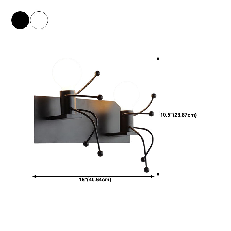 1 / 2 - Light Wall Sconce Dark Black / White Industrial Wall Light