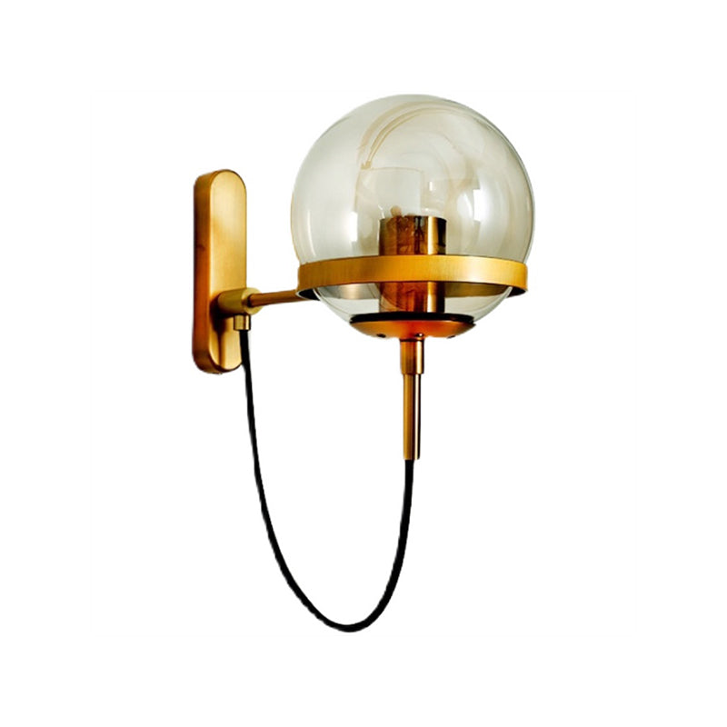 Industrial 1 - Light Wall Light Fixture Iron and Glass Wall Sconce in Black / Gold