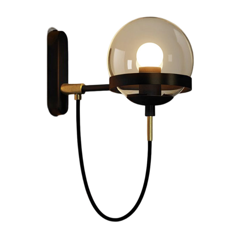 Industrial 1 - Light Wall Light Fixture Iron and Glass Wall Sconce in Black / Gold