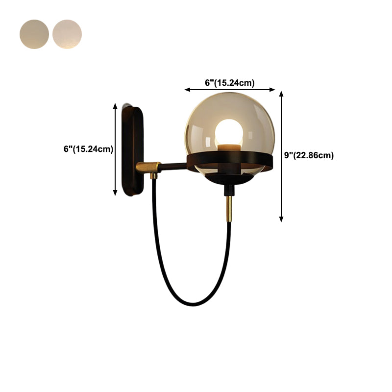 Industrial 1 - Light Wall Light Fixture Iron and Glass Wall Sconce in Black / Gold