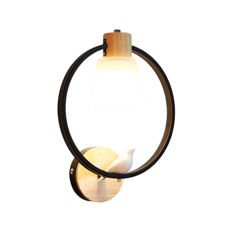 Modern Kids Wall Sconce Geometric Shape Metal Wall Light with Glass Shade for Bedroom