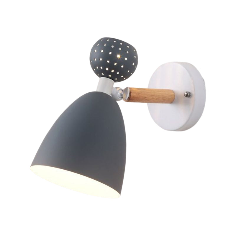 Contemporary Macaron Metal Wall Light Wood Lighting for Room Home