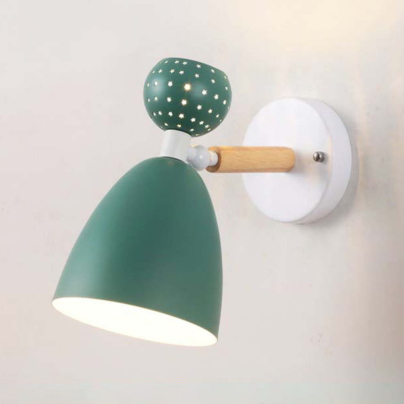 Contemporary Macaron Metal Wall Light Wood Lighting for Room Home