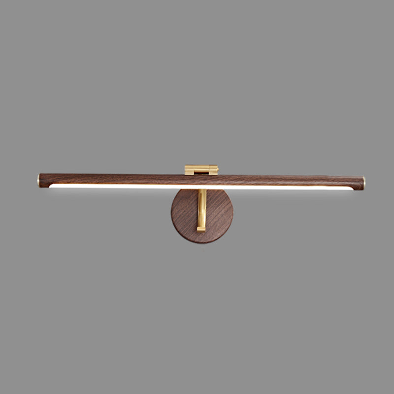 Metal Linear Shape Mirror Wall Light Modern 1 Light Mirror Wall Sconce Lighting in Brown