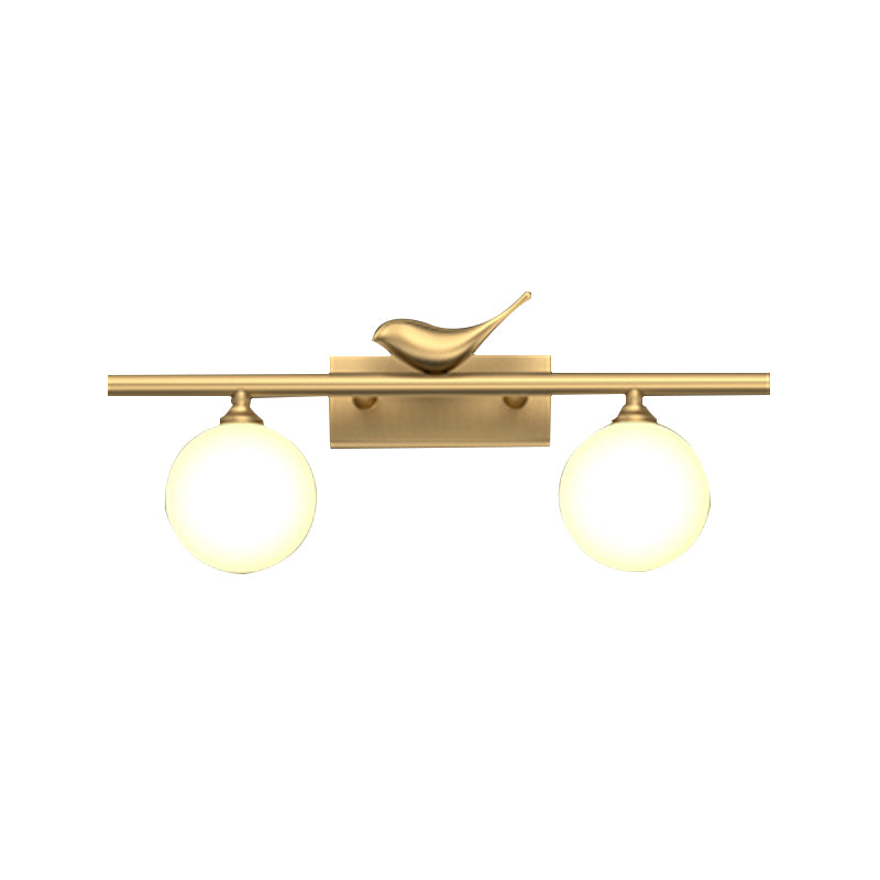 Glass Ball Shape Mirror Wall Light Modern Multi Lights Mirror Wall Sconce Lighting in Gold