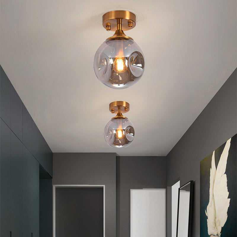 Glass Ball Shape Flush Mount Light Modern 1-Light Flush Mount Ceiling Fixture