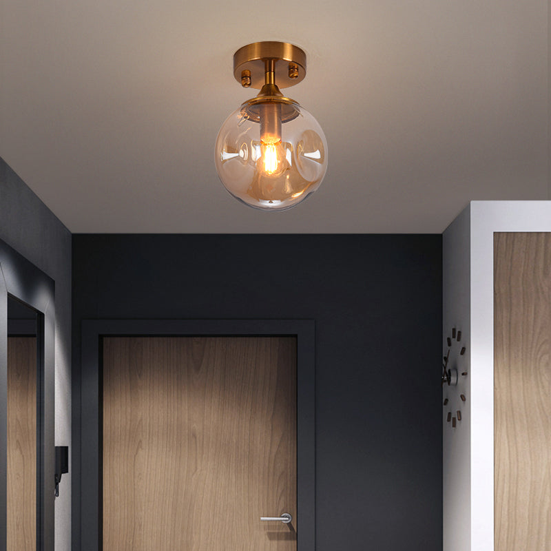 Glass Ball Shape Flush Mount Light Modern 1-Light Flush Mount Ceiling Fixture