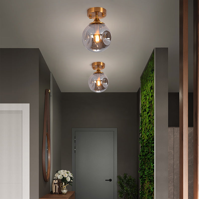 Glass Ball Shape Flush Mount Light Modern 1-Light Flush Mount Ceiling Fixture