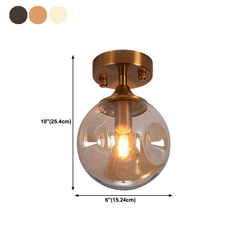 Glass Ball Shape Flush Mount Light Modern 1-Light Flush Mount Ceiling Fixture