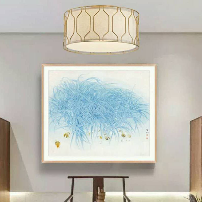 Multi Lights Ceiling Light Modern Simple Ceiling Mount Light with Fabric Shade for Bedroom