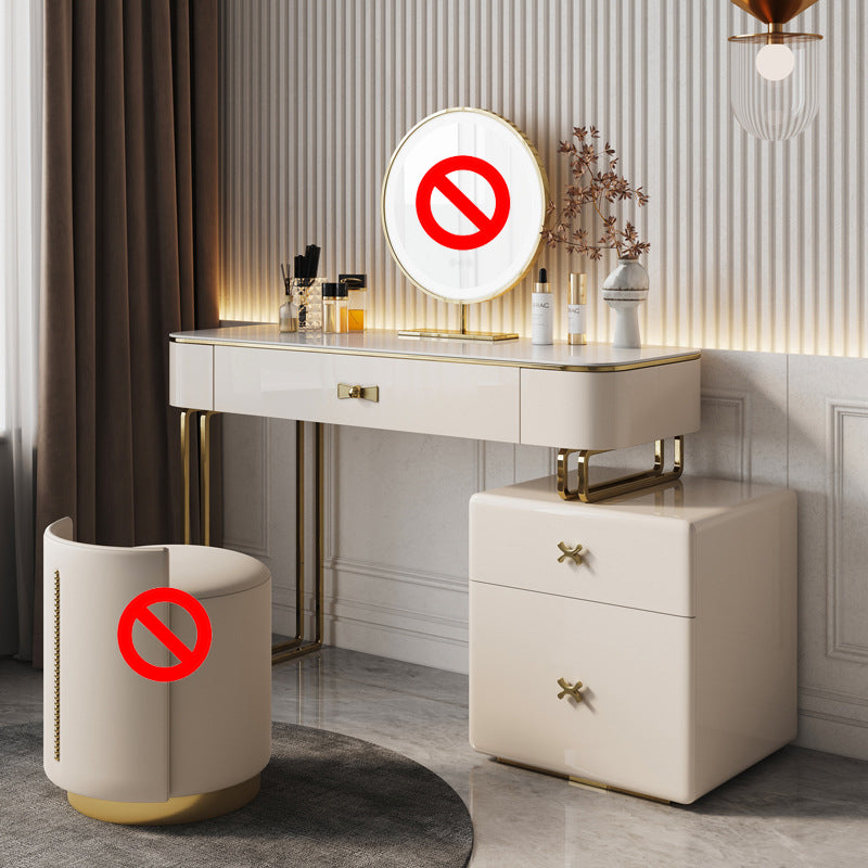 Beige Luxurious Vanity Set with Stool 2/4 Storage Drawers Dressing Table