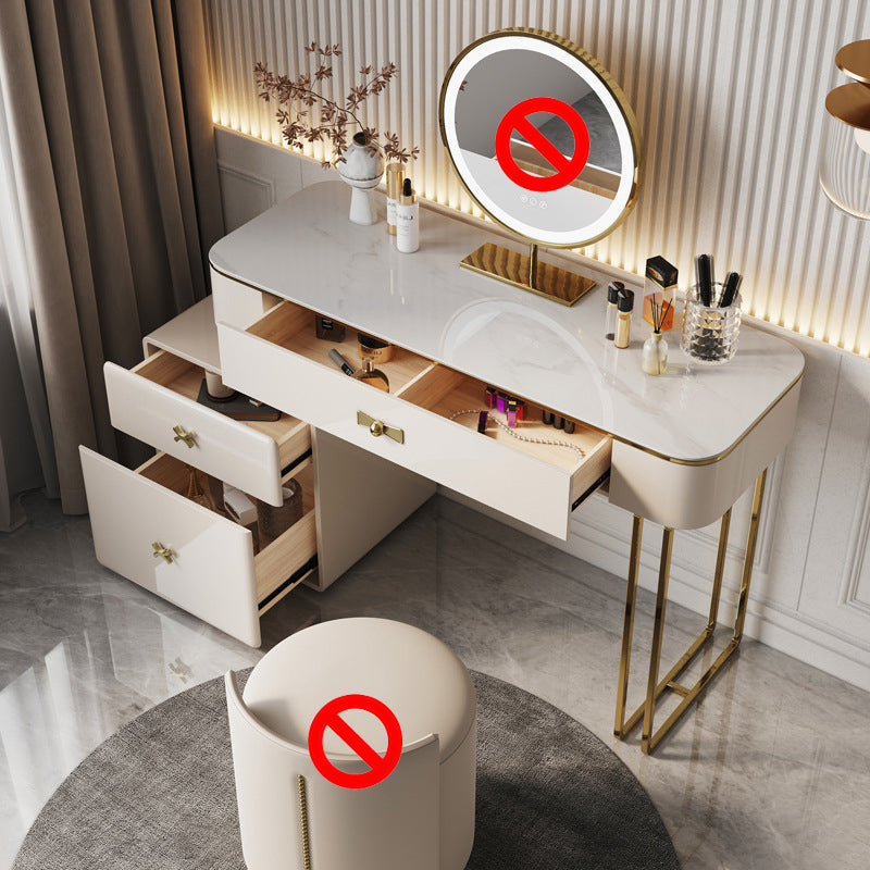 Beige Luxurious Vanity Set with Stool 2/4 Storage Drawers Dressing Table