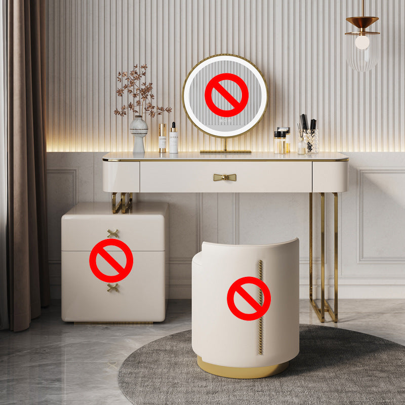Beige Luxurious Vanity Set with Stool 2/4 Storage Drawers Dressing Table