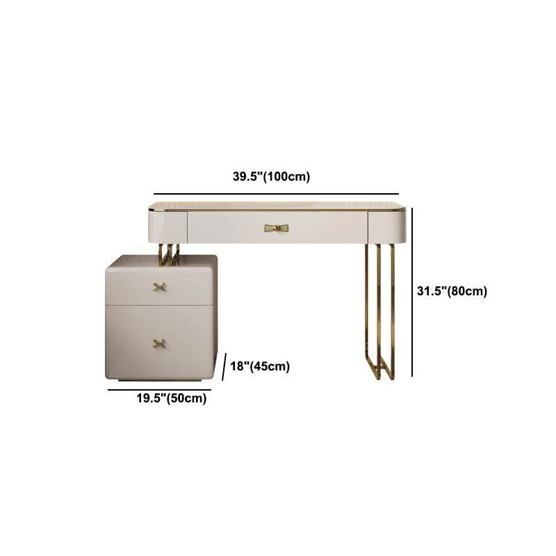 Beige Luxurious Vanity Set with Stool 2/4 Storage Drawers Dressing Table