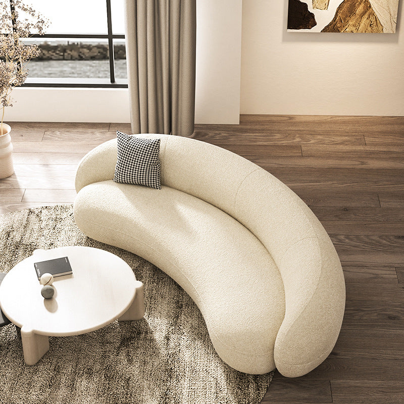 Recessed Arm Curved Sofa Contemporary Moon Shape Sofa for Apartment