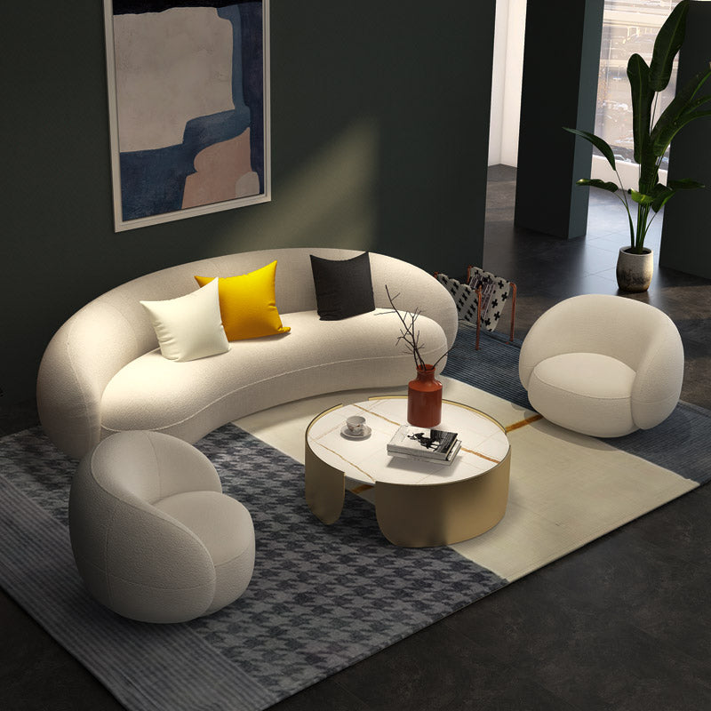 Recessed Arm Curved Sofa Contemporary Moon Shape Sofa for Apartment