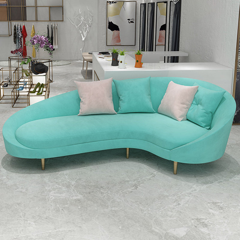 Curved Velvet Sofa Tight Back 33.46 inch High Sloped Arm Sofa