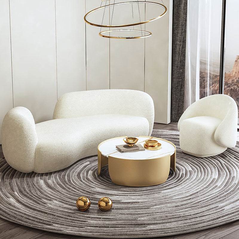 Contemporary Curved Sofa in Beige for Apartment 28.35" High Sofa