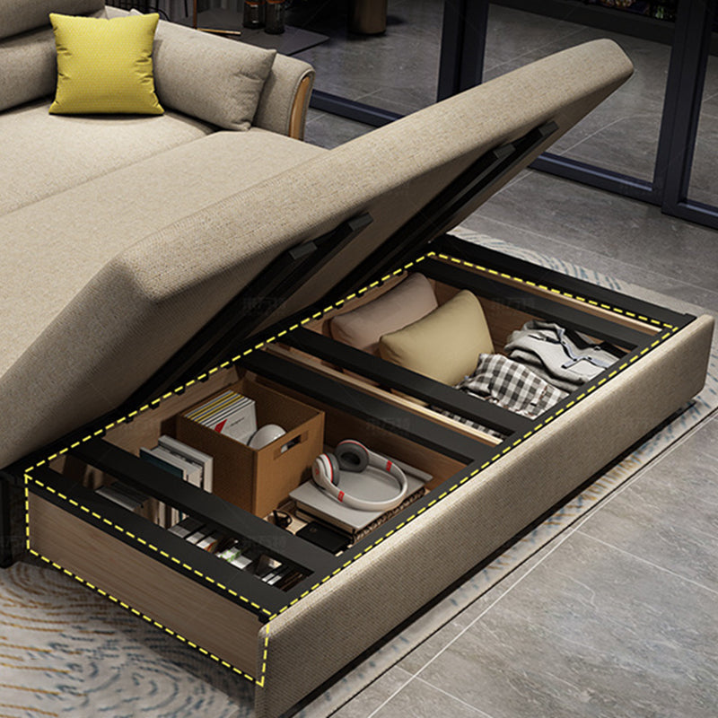 Contemporary Pillow Back Sofa Bed with Storage for Apartment