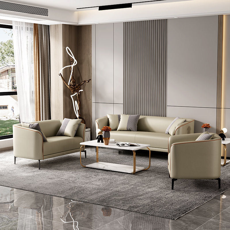 25.59" D x 25.59" H Faux Leather Sofa Tuxedo Arm Tight Back Sofa