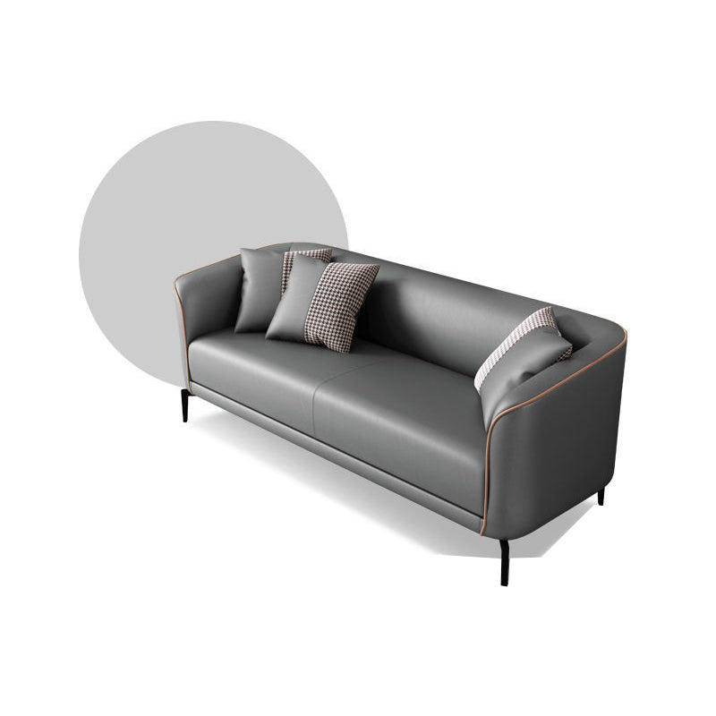 25.59" D x 25.59" H Faux Leather Sofa Tuxedo Arm Tight Back Sofa