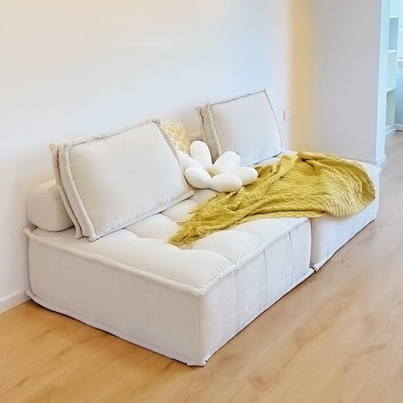 Modern Style Lamb/emery Cloth Sofa with No Armrest and No Cushion Back