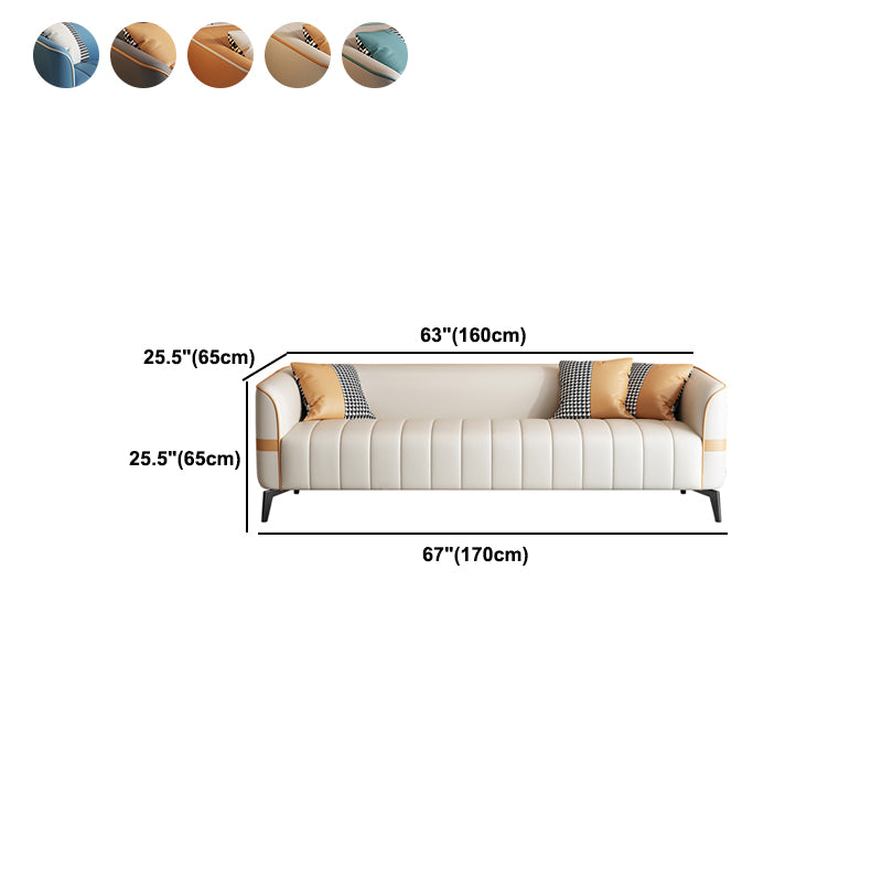 Contemporary 25.6" H Faux Leather Tuxedo Arm Sofa For Living Room