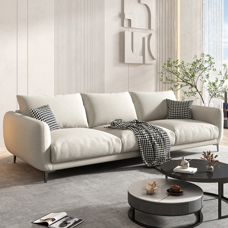Contemporary Pillow Back Sofa with Square Arms for Living Room