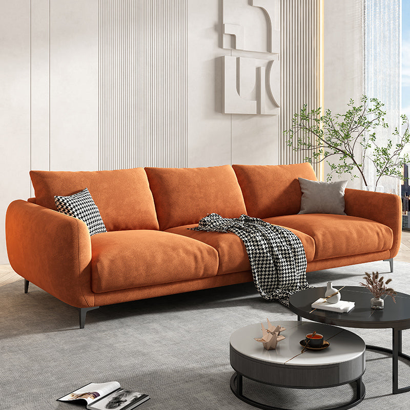 Contemporary Pillow Back Sofa with Square Arms for Living Room
