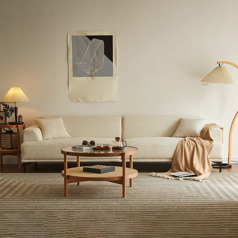 Modern White Upholstery with Built-in Armrest and Cushioned Suede Back