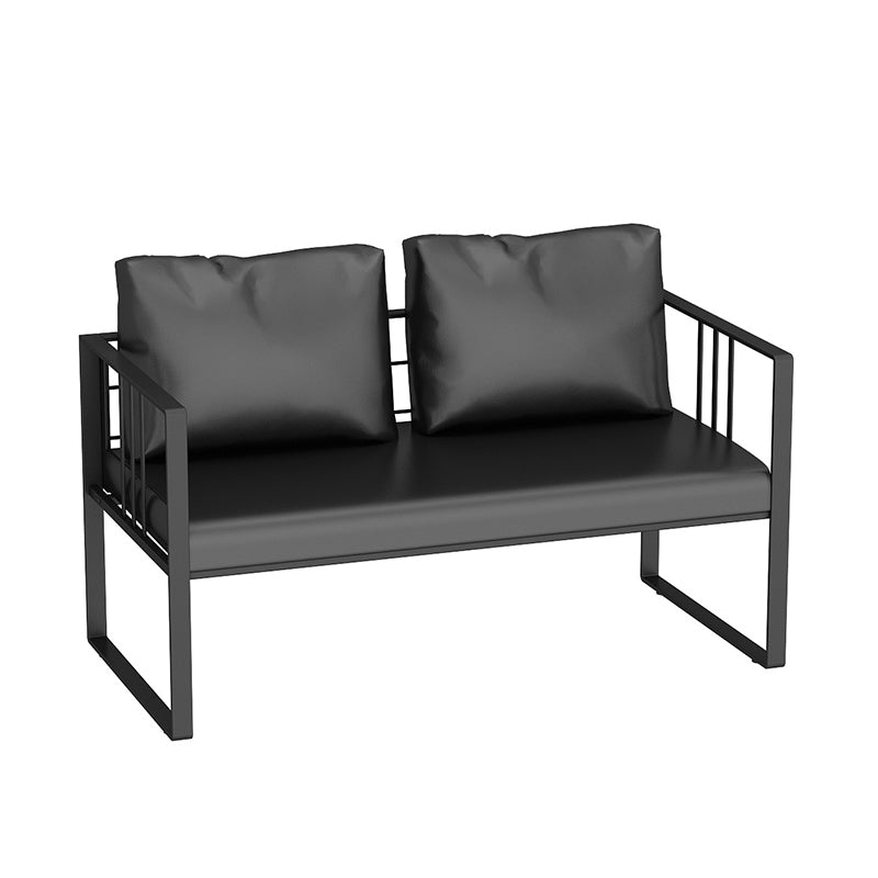 25.59" H Faux Leather Square Arm Sofa Contemporary Standard Sofa