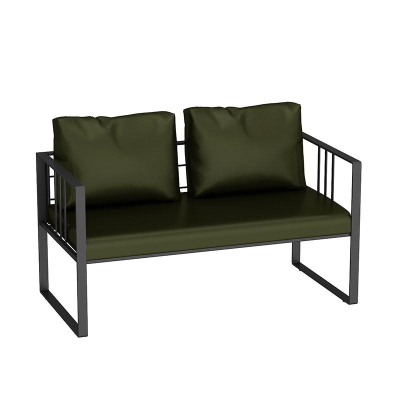 25.59" H Faux Leather Square Arm Sofa Contemporary Standard Sofa