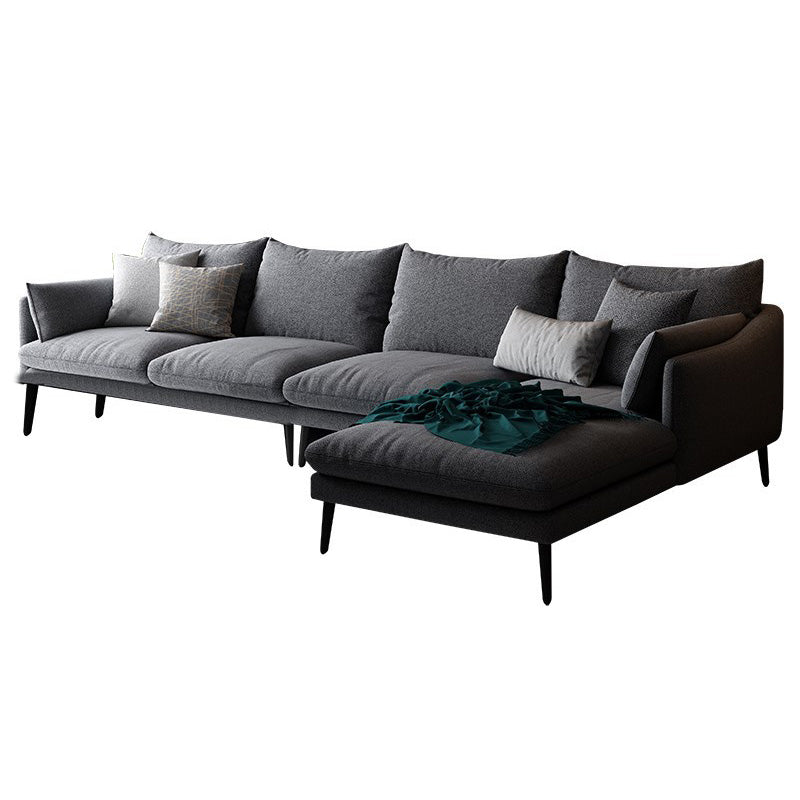 Modern 3/4-seater Fabric Sofa & Chaise Grey Slipcovered Sectional