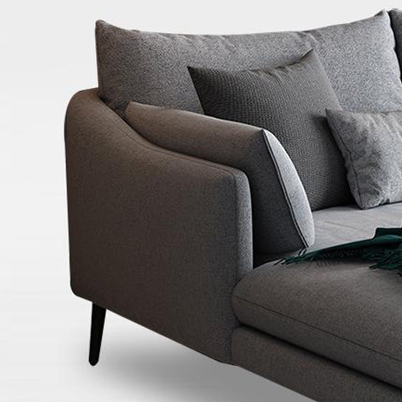 Modern 3/4-seater Fabric Sofa & Chaise Grey Slipcovered Sectional