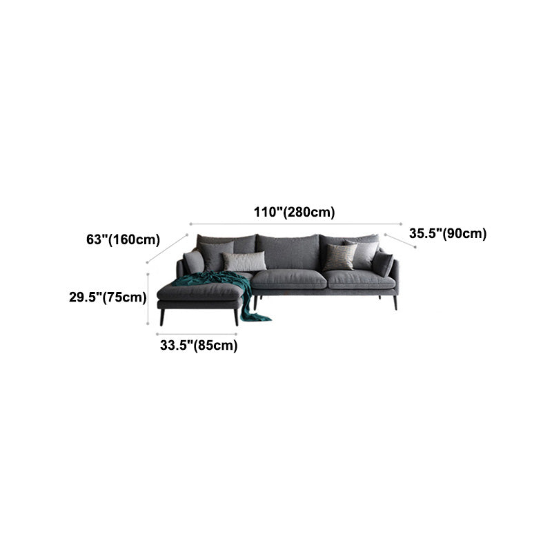 Modern 3/4-seater Fabric Sofa & Chaise Grey Slipcovered Sectional