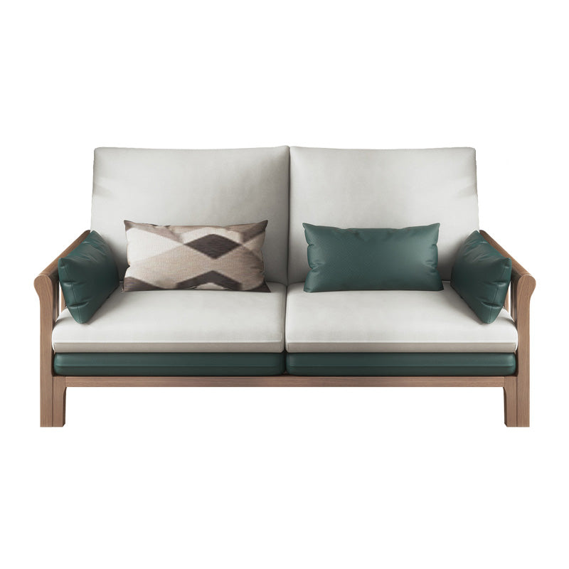 Contemporary Stationary Linen Square Arm Cushion Back Sofa & Chaise