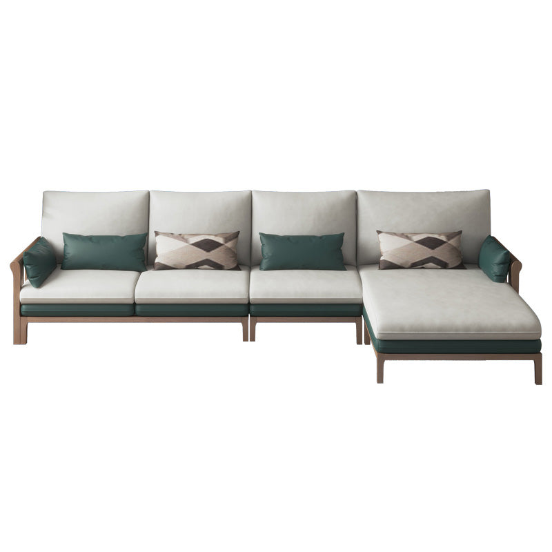 Contemporary Stationary Linen Square Arm Cushion Back Sofa & Chaise